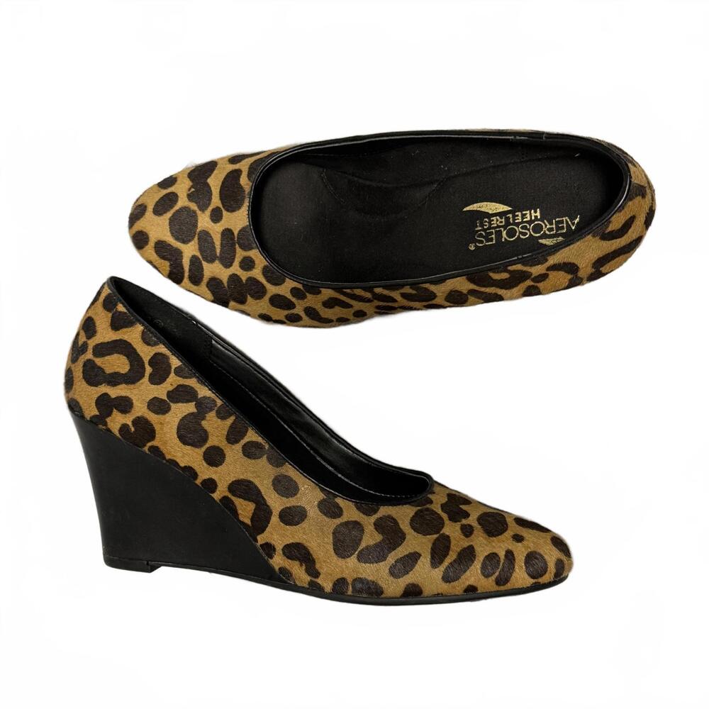 Women’s aersoles leopard print wedge heels size‎ 9.5
